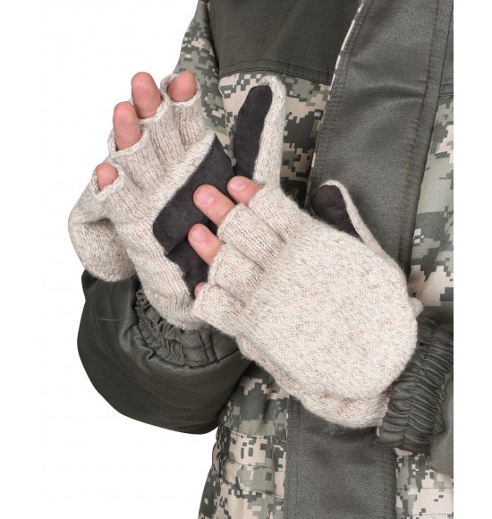 Перчатки-Варежки шерстяные со спилком на ладони Юкагиры Safeprotect (Тинсулейт) (х12х120)