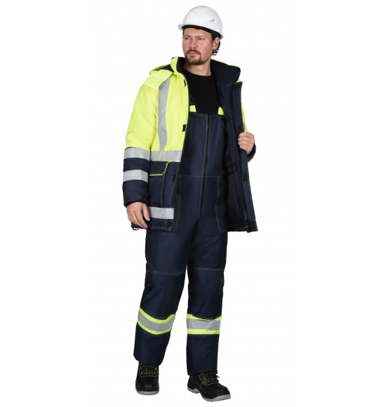Костюм СИРИУС-ТЕРМИНАЛ зимний, куртка, п/к, синий с лимонным и СОП