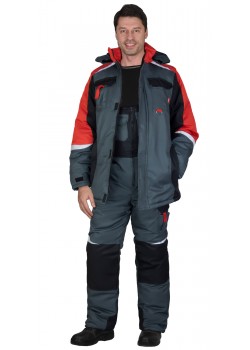 Костюм СИРИУС-ФАВОРИТ-МЕГА-РОСС зимний, куртка дл., п/к, тёмно-серый с красным, чёрным и СОП Костюм СИРИУС-ФАВОРИТ-МЕГА-РОСС зимний, куртка дл., п/к, тёмно-серый с красным, чёрным и СОП