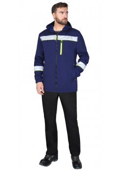 Куртка СИРИУС-АЗОВ синяя с СОП и лимонным кантом, софтшелл, пл 350 г/кв.м