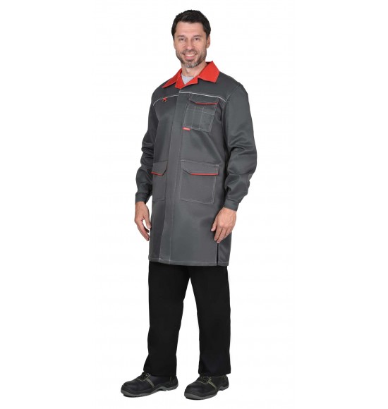 Халат СИРИУС-ФЛОРИДА мужской серый с красным