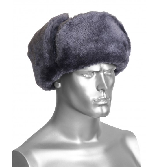 Шапка-ушанка (мутон искусственный) серая