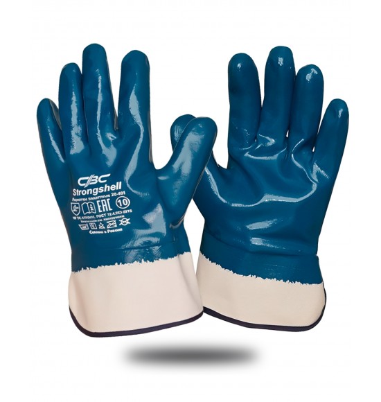 Перчатки Стронгшелл (Strongshell) х/б с полным нитрильным покрытием крага р.10 (х5х144)
