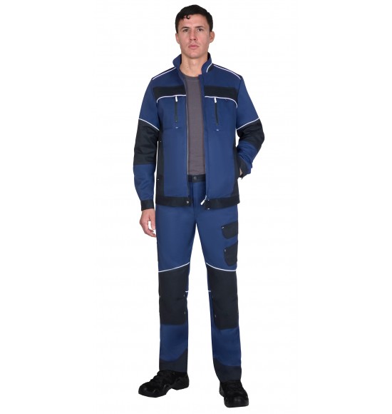 Костюм СИРИУС-АРКТИК куртка, брюки, синий с черным, тк. мех. стрейч