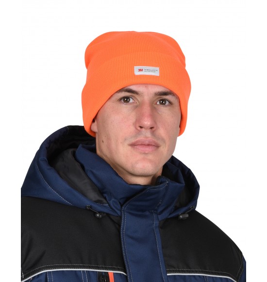 Шапка трикотажная флуоресцентная оранжевая СИРИУС Юка, с утеплителем Тинсулейт (х12х120)