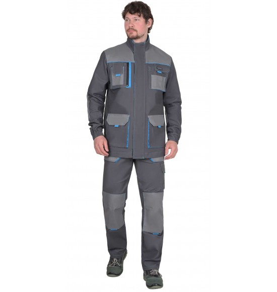 Куртка СИРИУС-ДВИН т.серый со ср.серым и голубой отделкой пл. 275 г/кв.м