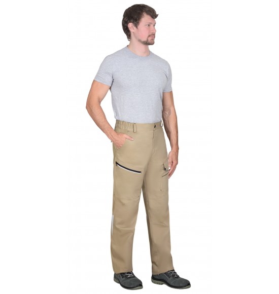 Брюки СИРИУС-ДЕКСТЕР песочные с черной отделкой, тк. стрейч с ВО