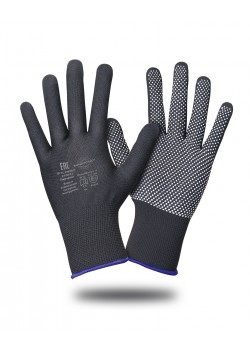 Перчатки Safeprotect НейпМикро-Ч (нейлон+ПВХ-микроточка, черный)