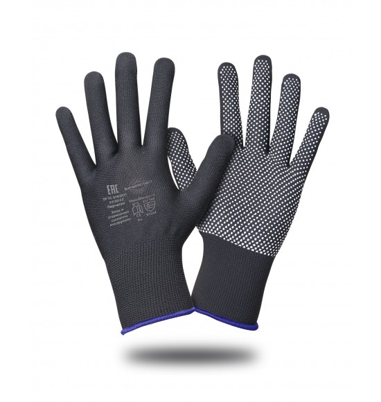 Перчатки Safeprotect НейпМикро-Ч (нейлон+ПВХ-микроточка, черный)