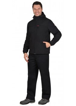 Куртка "СИРИУС-Азов" с капюшоном черный софтшелл пл 350 г/кв.м 