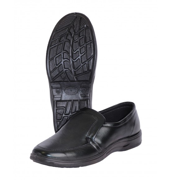 Туфли мужские на резинке  черные иск. кожа