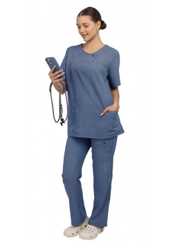 Костюм Л-535 женский, блуза, брюки, синий