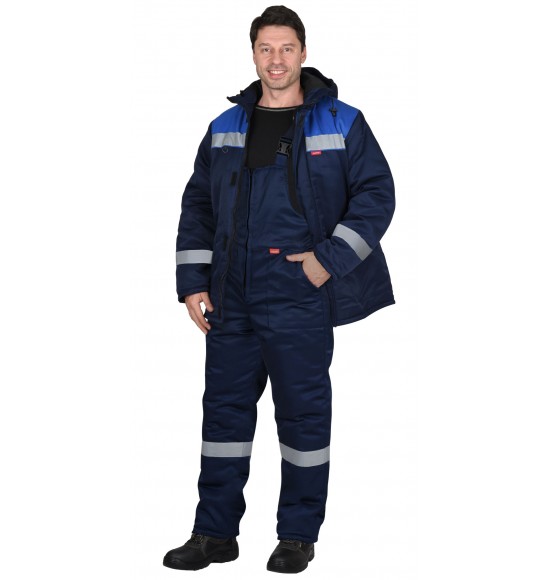 Костюм СИРИУС-РОСТ-НОРД-2 зимний, куртка, п/к, темно-синий с васильковым и СОП