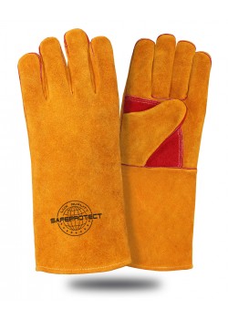 Краги спилковые Safeprotect усиленные желто-красные (подкладка) дл.40 см р.12 (х12х60)
