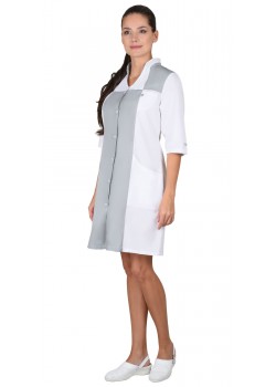 Халат СИРИУС-НИКОЛЬ женский белый с серым