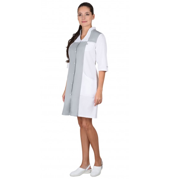 Халат СИРИУС-НИКОЛЬ женский белый с серым