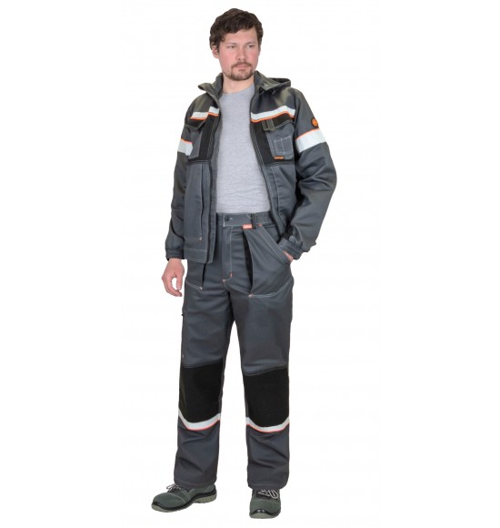Костюм СИРИУС-РОДОС куртка, брюки, темно-серый с черным