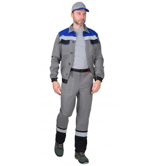 Костюм СИРИУС 5120 куртка, брюки средне-серый с васильковым и СОП