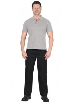 Рубашка-поло св.серая короткие рукава с манжетом, пл.180 г/м2