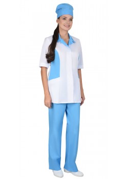 Костюм СИРИУС-ФЛОРЕНЦИЯ женский белый с голубым