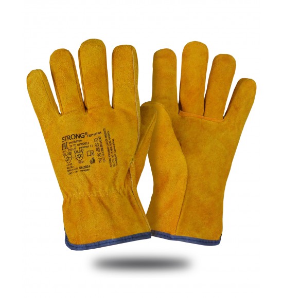 Перчатки утеплен спилковые Драйвер мех искусств. желтый (х1х72) р.10(XL)