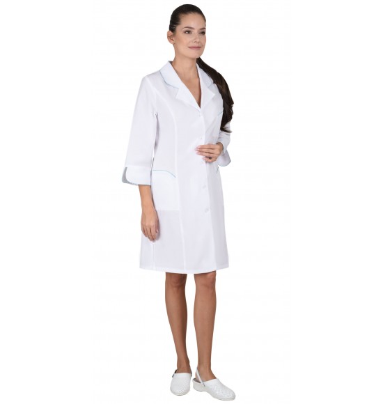 Халат СИРИУС-ЖАСМИН женский белый со светло-бирюзовым