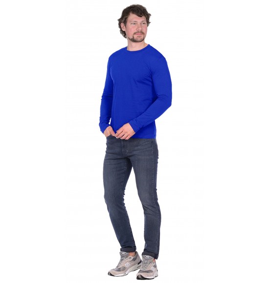 Футболка длинные рукава васильковая 160г/м2