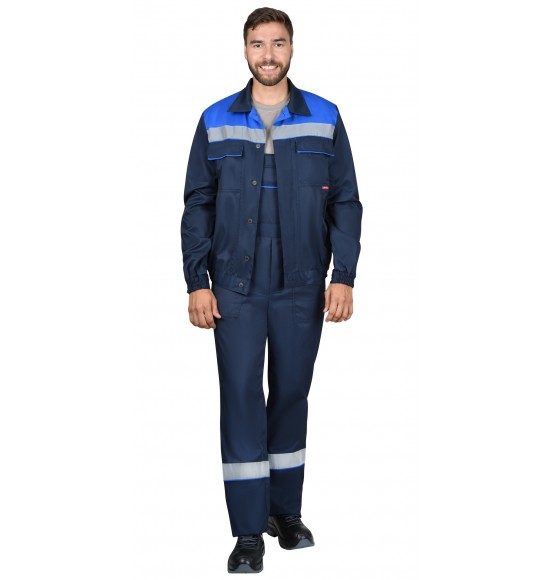 Костюм СИРИУС-МАСТЕР-РОСС куртка кор., п/к, тёмно-синий с васильковым и СОП