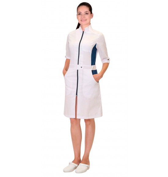 Халат СИРИУС-БАРБАРА женский белый с т-синим