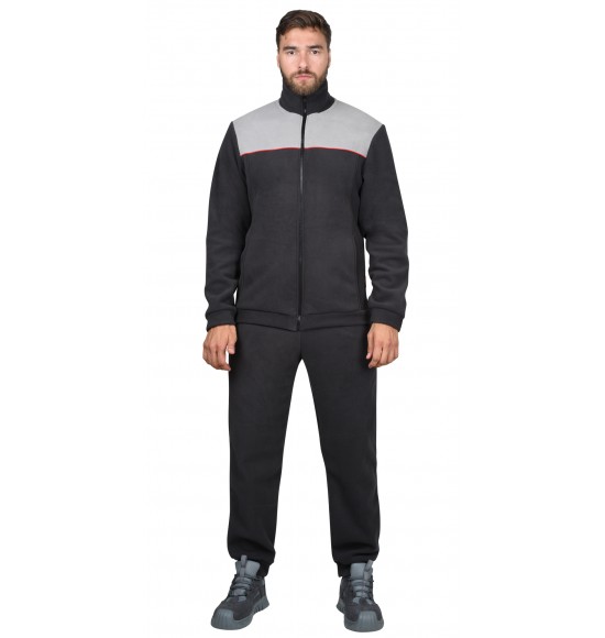 Куртка флисовая тёмно-серая со светло-серым, красный кант (ФАВОРИТ)