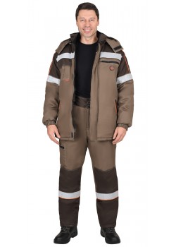 Костюм СИРИУС-РОДОС-РОСС зимний, куртка, брюки, светло-коричневый с тёмно-коричневым и СОП Костюм СИРИУС-РОДОС-РОСС зимний, куртка, брюки, светло-коричневый с тёмно-коричневым и СОП