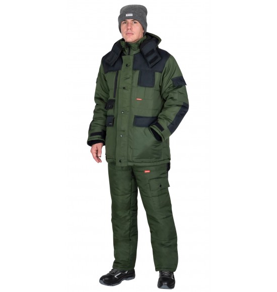 Костюм СИРИУС-БЕРКУТ-ЛЮКС зимний, куртка, п/к, оливковый с чёрным
