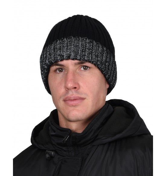 Шапка черная с СВ-элементами СИРИУС Юка, с утеплителем Тинсулейт (х12х60)