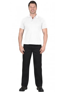 Рубашка-поло короткие рукава белая, рукав с манжетом, пл. 180 г/кв.м.