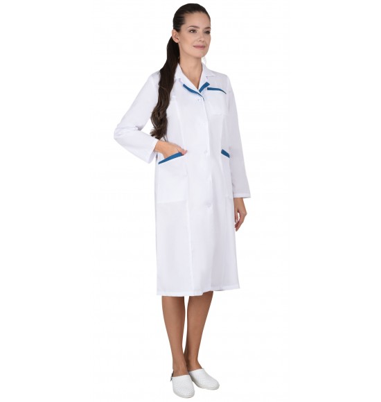 Халат СИРИУС-ЛИЗА женский белый с бирюзовым