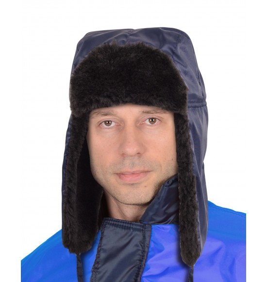 Шапка-ушанка СИРИУС-ЛЮКС синяя (тк. Оксфорд)