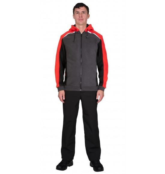 Куртка флисовая серая с красным, черным и СОП (ФАВОРИТ-МЕГА)
