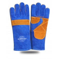 Краги спилковые ХАКАСИЯ Safeprotect усиленные синие (флисовая подкладка) р.10,5 (х12х60)