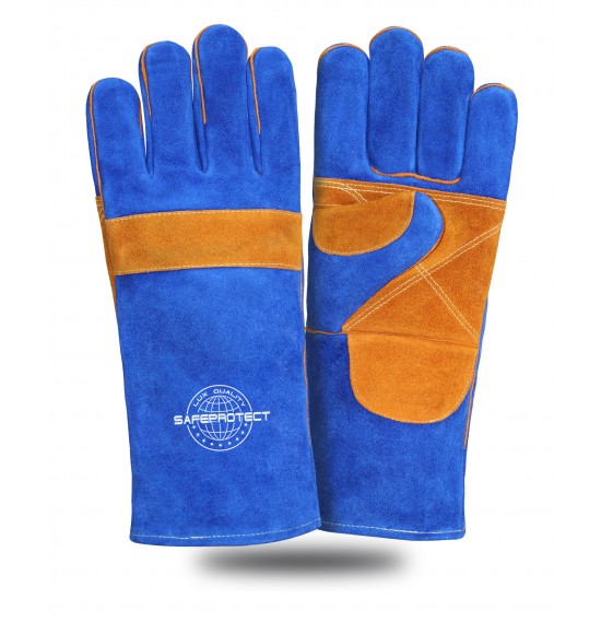 Краги спилковые ХАКАСИЯ Safeprotect усиленные синие (флисовая подкладка) р.10,5 (х12х60)