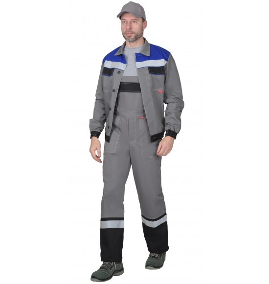 Костюм СИРИУС 4120 куртка, полукомбинезон средне-серый с васильковым и СОП