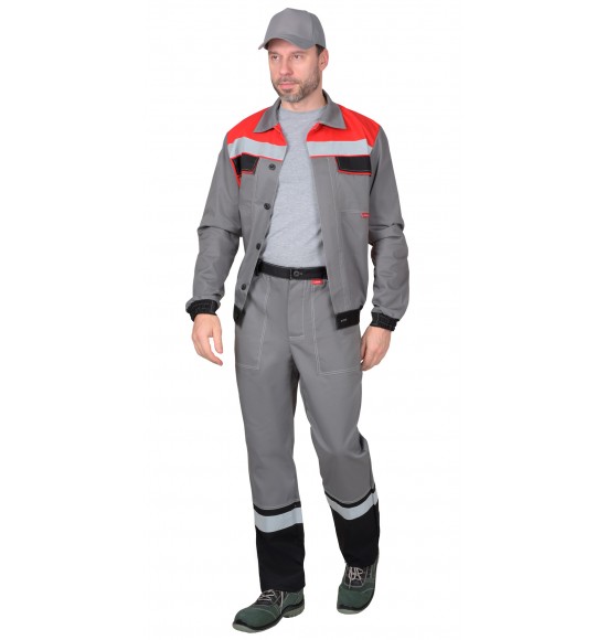 Костюм СИРИУС 5120 куртка, брюки средне-серый с красным и СОП