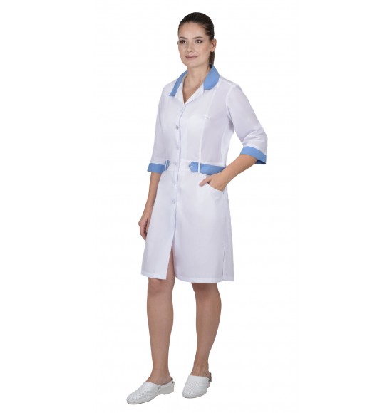 Халат СИРИУС-ЕВА женский белый с голубым Халат СИРИУС-ЕВА женский белый с голубым