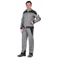 Костюм СИРИУС-ПЕКИН куртка кор., брюки серый с черным пл. 280 г/кв.м