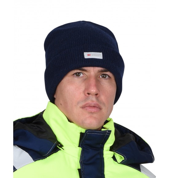 Шапка трикотажная темно-синяя СИРИУС Юка с утеплителем Тинсулейт (х12х120)