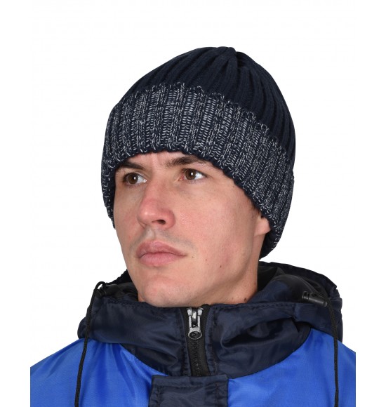 Шапка темно-синяя с СВ-элементами СИРИУС Юка, с утеплителем Тинсулейт (х12х60)