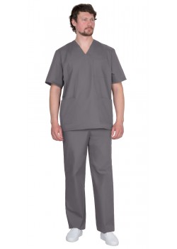 Костюм хирурга универсальный, куртка, брюки темно-серый