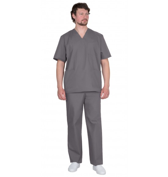 Костюм хирурга универсальный, куртка, брюки темно-серый