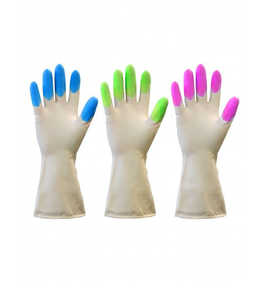 Перчатки хозяйственные виниловые (без внутр.покрытия) 3 цвета в коробке  (х12х72)