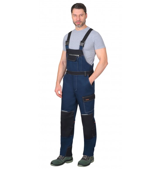 Полукомбинезон СИРИУС-ШАТЛ-РОСС синий с черным, 80% х/б, пл. 260 г/кв.м