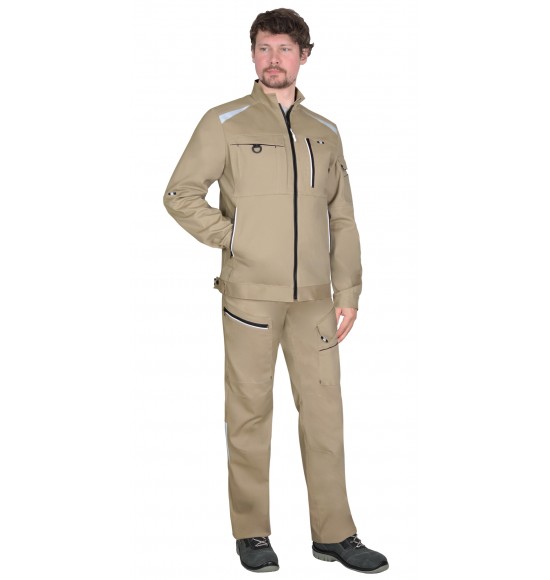 Куртка СИРИУС-ДЕКСТЕР песочная с черной отделкой, тк. стрейч с ВО